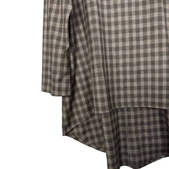 Bryn Walker Gray Plaid Tunic Dress Asymmetrical Hem Long Sleeve Lagencore Minima - Picture 5 of 12